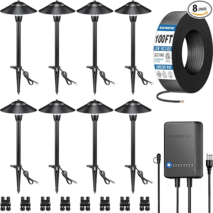 SUNVIE All-in-One LED Pathway Lighting Kit, 3000K Waterproof Landscape Lighting by SUNVIE