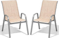 Patio Chairs Set of 2, Easily Set Up Stackable Outdoor Dining Chairs by Dovov