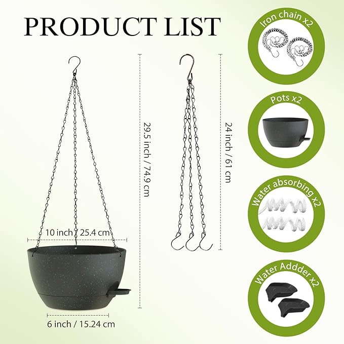 10 Inch Hanging Baskets 2 PC - Image 2