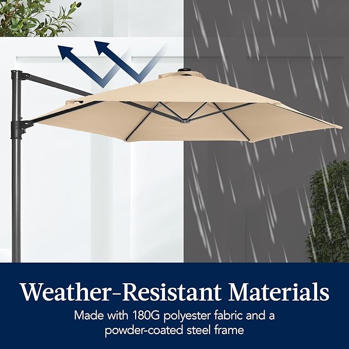Best Choice Products 10ft Solar LED Offset Cantilever Hanging Market Patio - Image 6