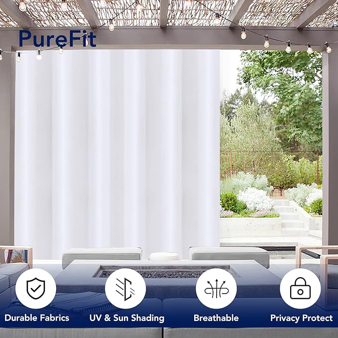 PureFit Outdoor Curtains for Patio Waterproof Weatherproof, UV and Fade - Image 3