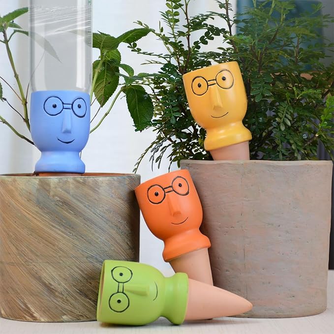 4 PCS Plant Watering Devices, Terracotta Watering Spikes Self Watering Planter by TCULIHWY