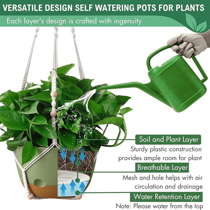 10 Inch Hanging Planters for Indoor Plants, Outdoor Hanging Plant Pot - Image 6