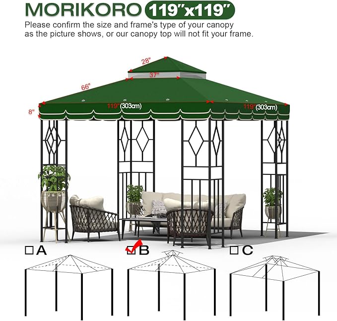 10x10 Canopy Replacement Top Double Tiered Gazebo Cover - Image 2