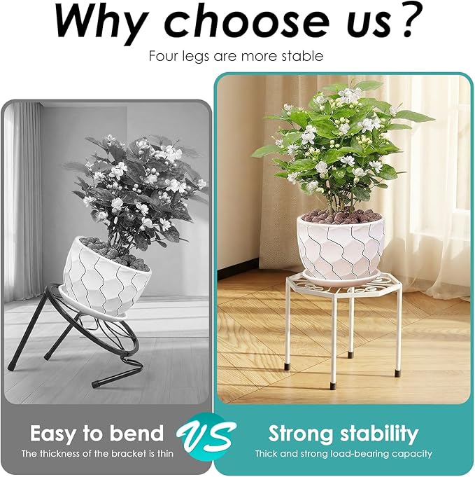 5-Pack Metal Plant Stands for Outdoor Indoor, Anti-Rust Iron Flower Pot Stand - Image 8