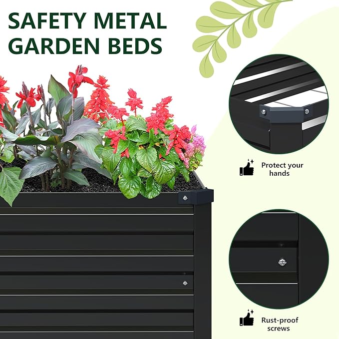 Vengarus 2 Pack 9x3x1FT Galvanized Raised Garden Bed Kit, Outdoor Metal Planter - Image 4