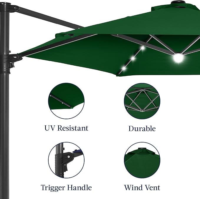 Best Choice Products 10ft Solar LED Offset Cantilever Hanging Market Patio - Image 8