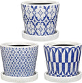Small Ceramic Pots for Plants, 4.7 inch Blue and White Plant Pot Indoor by Oairse