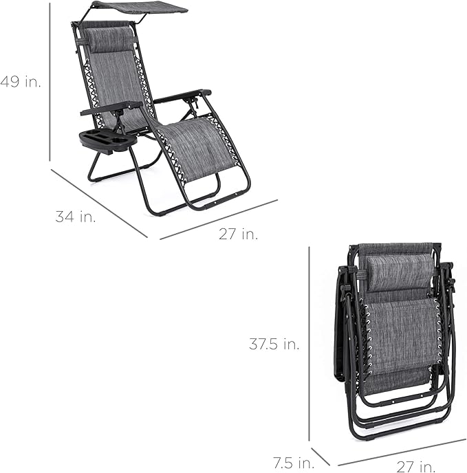 Best Choice Products Folding Zero Gravity Outdoor Recliner Patio Lounge Chair - Image 3