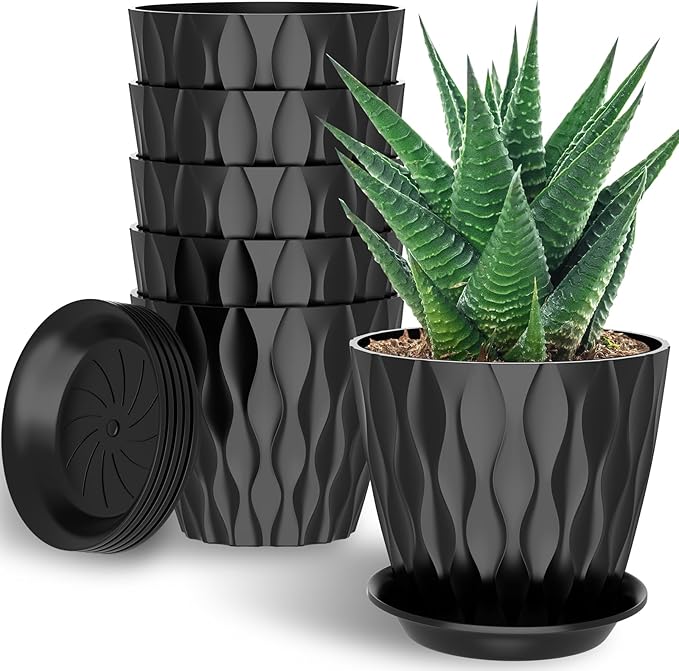 6 Pack 7 Inch Indoor Plant Pots by Unknown