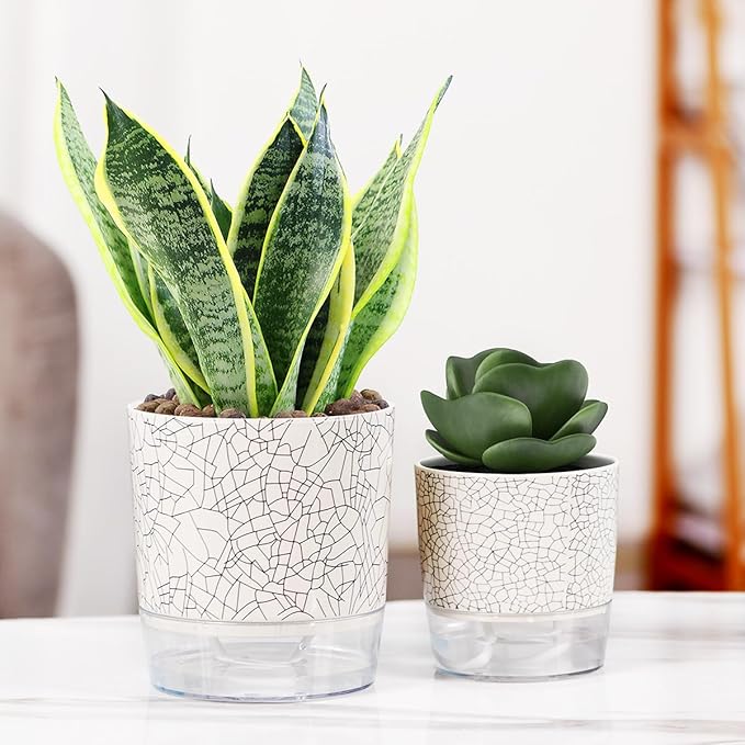 Self Watering Pots for Indoor Plants, 5 & 4 Inch Stylish Flower Pots - Image 9