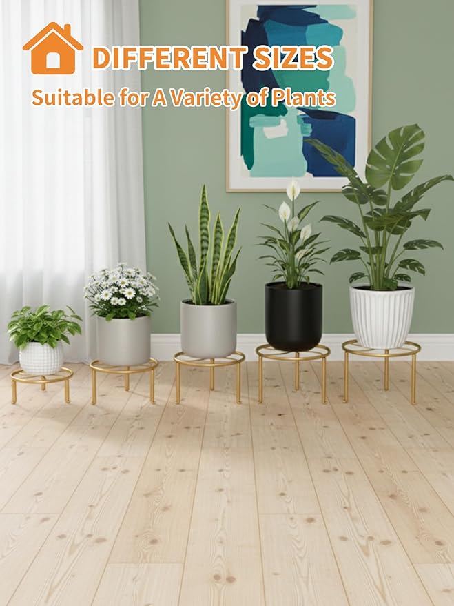 5 Pack Metal Potted Plant Stand Anti-Rust Iron Flower Pot Stands Outdoor Plant - Image 7