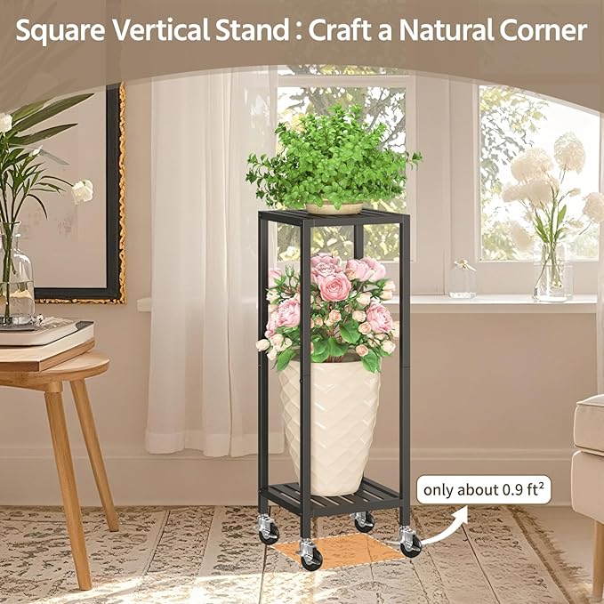 LASZOLA 2 Tier Black Metal Plant Stand Indoor Outdoor - Image 7