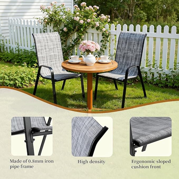MAMIZO Patio Dining Chairs, Stackable All Weather Teslin Chair, Heavy Duty - Image 5