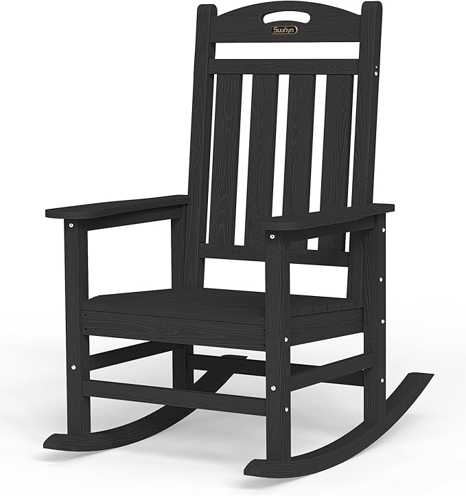 Oversized Outdoor Rocking Chair, High Back Porch Rocker Chair, HDPE All Weather by Suunyn