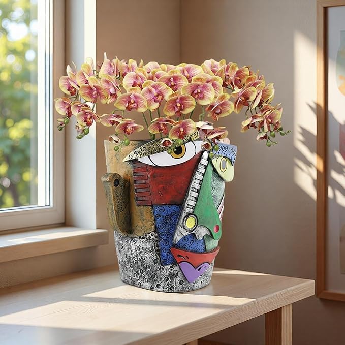 Picasso Abstract Face Flower Pot, Unique Resin Crafted Planter - Image 8