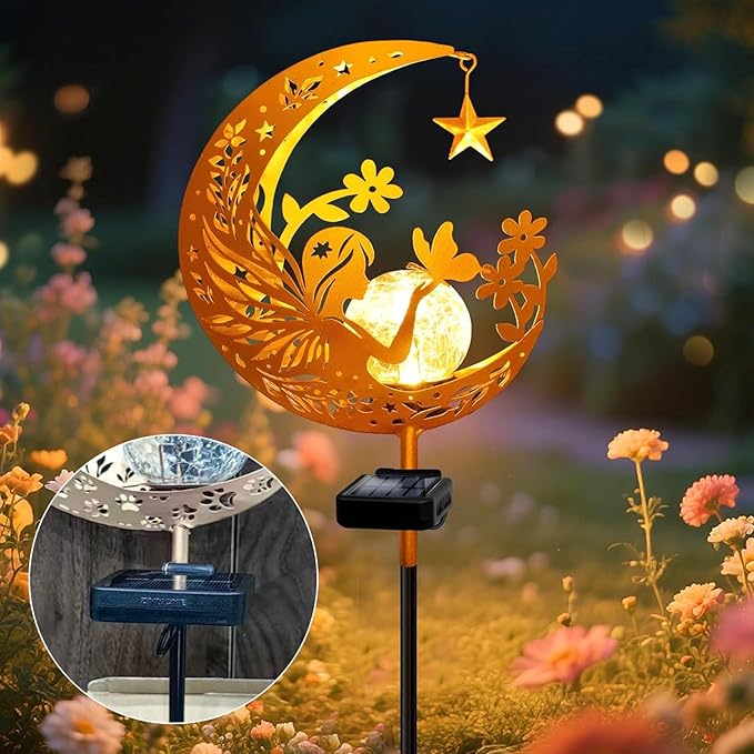 ZNYCYE Solar Lights Outdoor Decorative Moon Angel Solar Stake Lights Pathway - Image 9