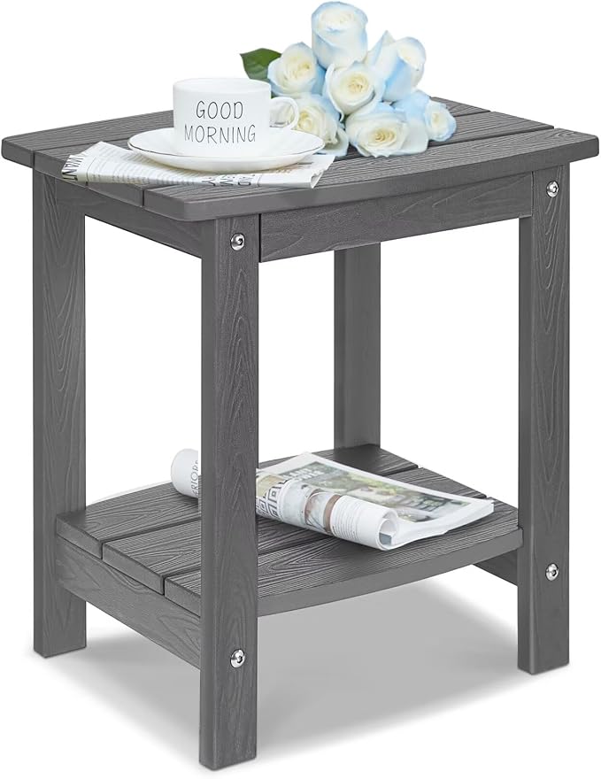 Y&M Outdoor Side Table, HIPS Adirondack Small Double Layer Table, Waterproof by YM