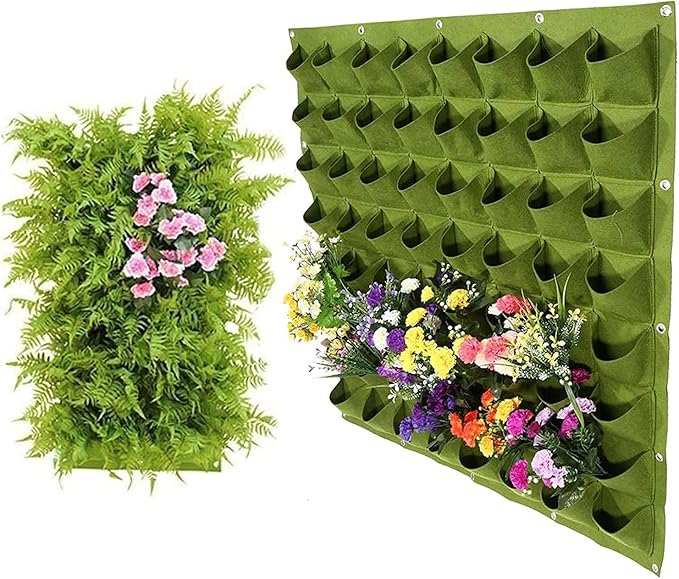 Hanging Planting Grow Bags, 64 Pockets Hanging Vertical Wall Planter Wall by LITLANDSTAR