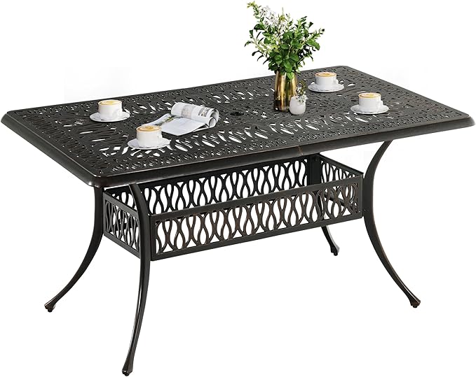 DWVO Cast Aluminum Outdoor Dining Table, Patio Dining Table by DWVO