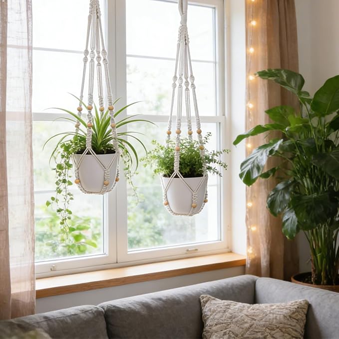 YIBOT Macrame Plant Hanger Indoor Outdoor, Heavy 20lb Planters, Extra Long - Image 8