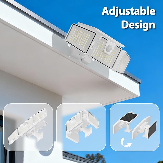 INCX Solar Motion Sensor Lights Outdoor, 3 Heads Security Lights Solar Powered - Image 3