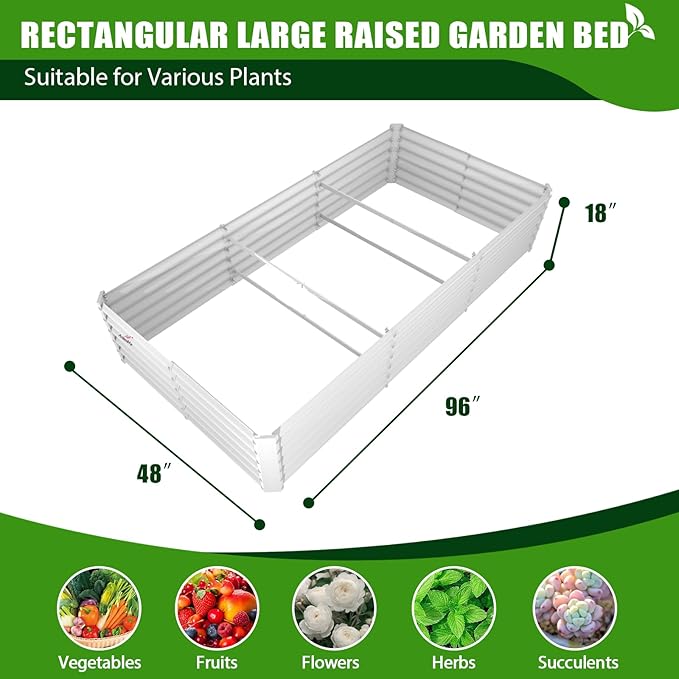 A ANLEOLIFE 8X4X1.5 ft Galvanized Raised Garden Bed, Rectangle Above Ground - Image 4