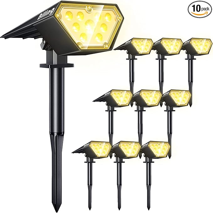 Biling Solar Spot Lights Outdoor, Bright 700 Lumen Solar Outdoor Lights IP67 by biling