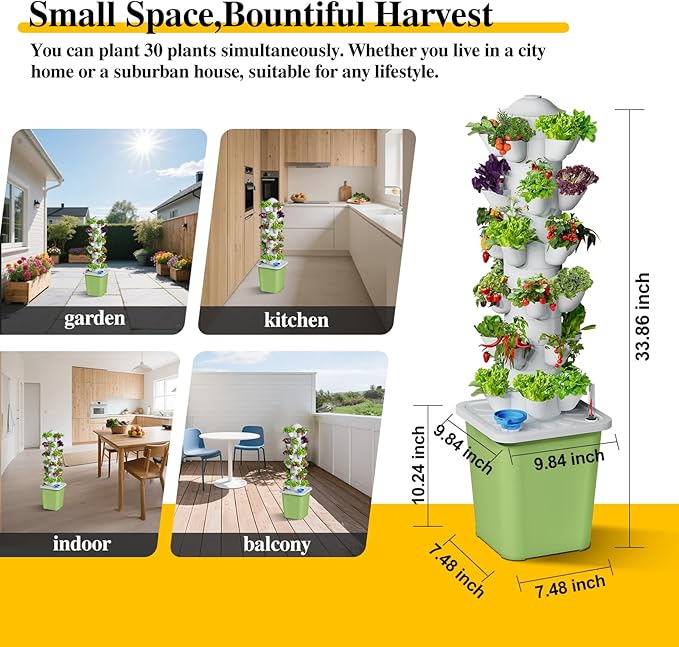 Hydroponics Growing System Kit, 30 Pots Vertical Garden Planter - Image 6