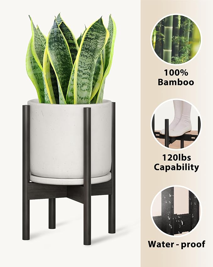 Adjustable Plant Stand Indoor, Bamboo Plant Stand Fits 8 9 10 11 12 Inches - Image 2