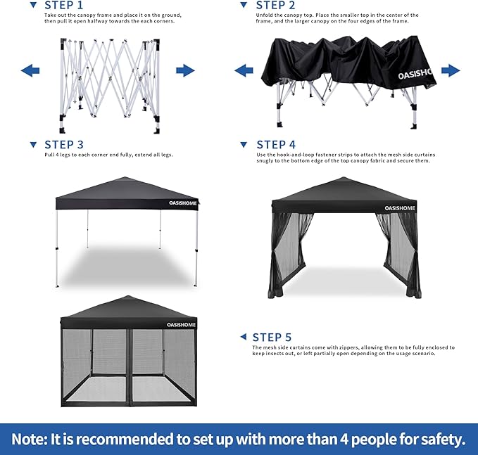 OASISHOME 10'x10' Pop-Up Gazebo Canopy Tent - Image 5