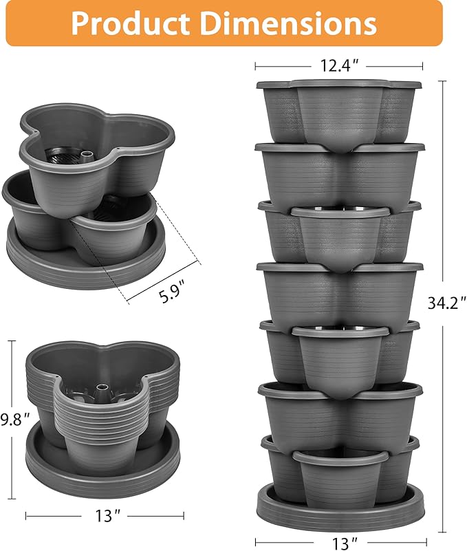 VECELO 7 Tier Vertical Garden Planter, Self Watering Stackable Planters - Image 2
