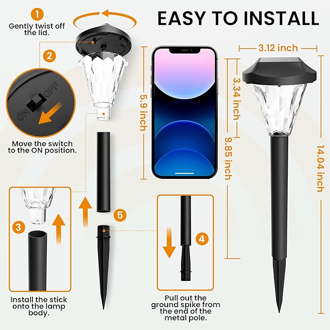 GIGALUMI 8 Pack Solar Lights Outdoor Waterproof, Outdoor Solar Lights - Image 3