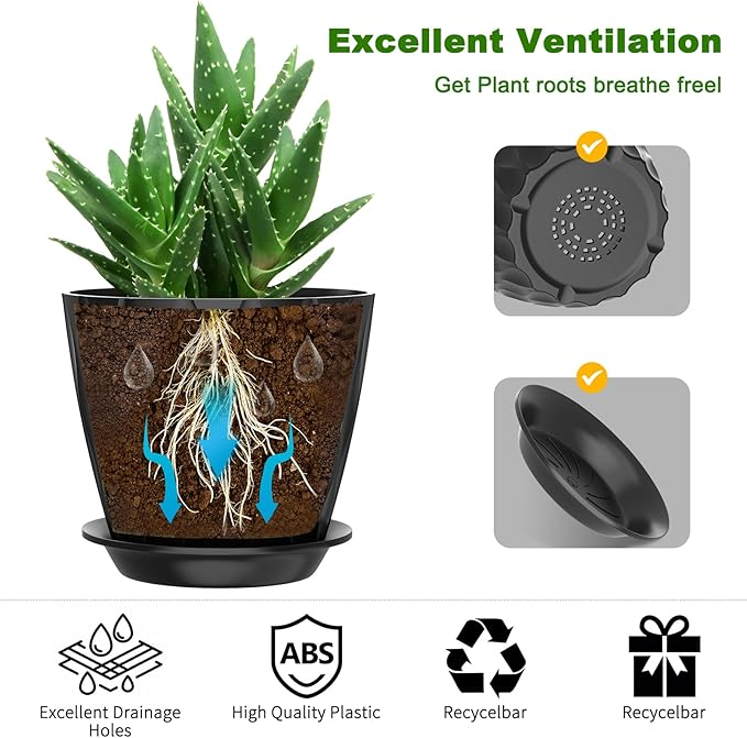 6 Pack 7 Inch Indoor Plant Pots - Image 4