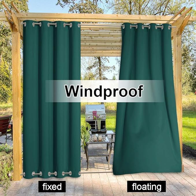 NICETOWN Outdoor Patio Curtain Extra Long Drape 120" L Waterproof/Windproof - Image 4