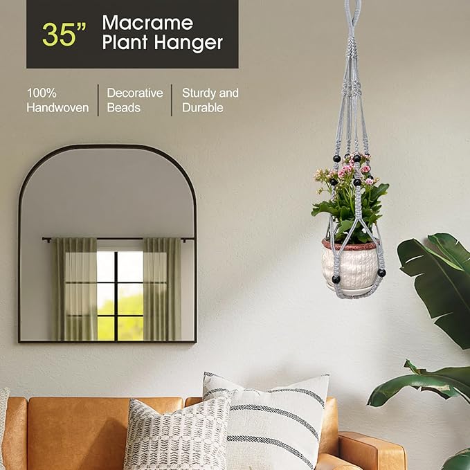 RIFNY Macrame Plant Hanger for 5 to 10 Inch Plant Pots, 35 Inch Indoor Handmade - Image 2