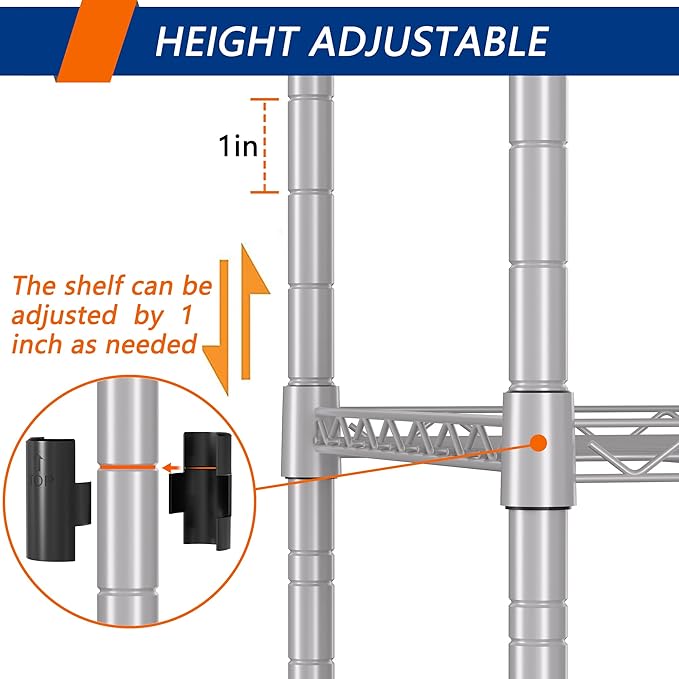 REGILLER 5-Wire Shelving Metal Storage Rack Adjustable Shelves, Standing - Image 5