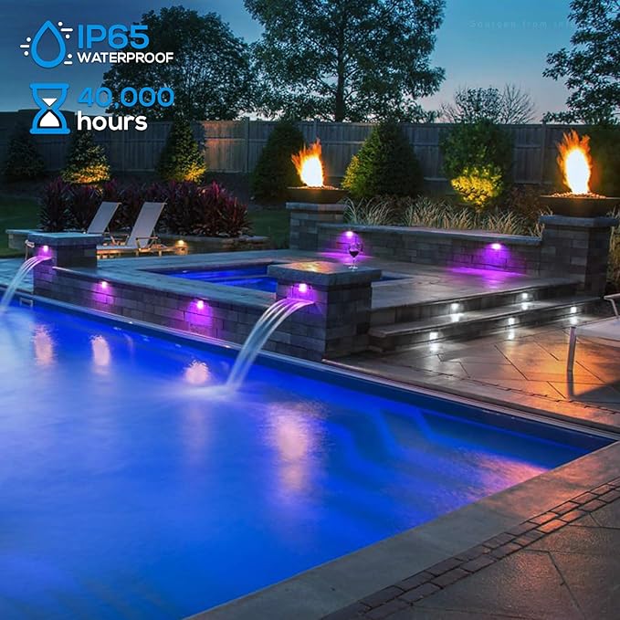 LEONLITE 8-Pack Premium Series RGB 7 Inch 3W LED Retaining Wall Lights Swivel - Image 5