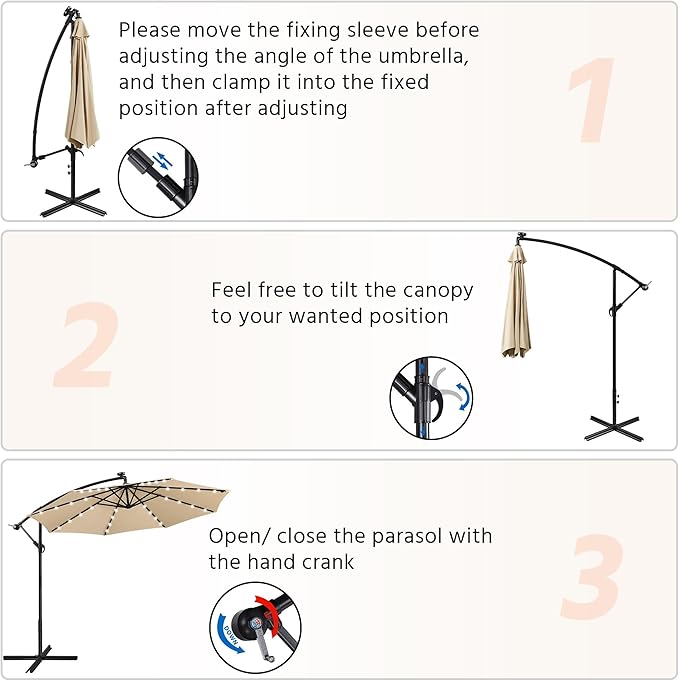 Yaheetech 10FT Solar Offset Umbrella - Image 8