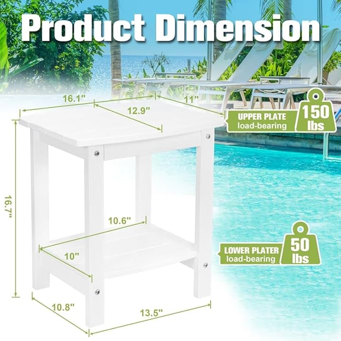 Y&M Outdoor Side Table, HIPS Adirondack Small Double Layer Table, Waterproof - Image 3