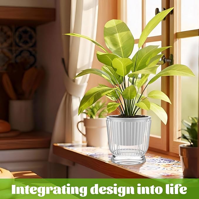 Set of 6 Self Watering Plant Pot 3 Sizes Plastic Double Layer Self Watering - Image 5