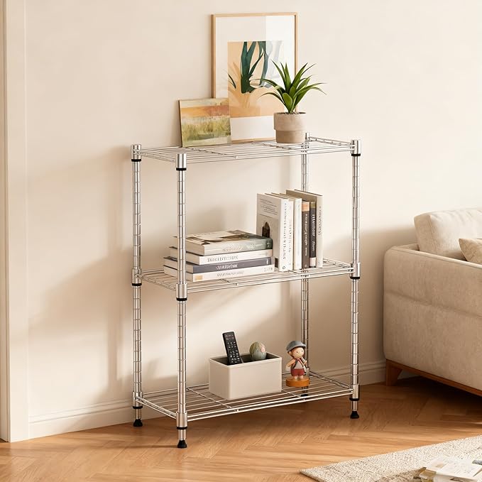 450 lbs Wire Storage Shelving 3-Tier Utility Shelving Unit Steel Organizer Wire - Image 5