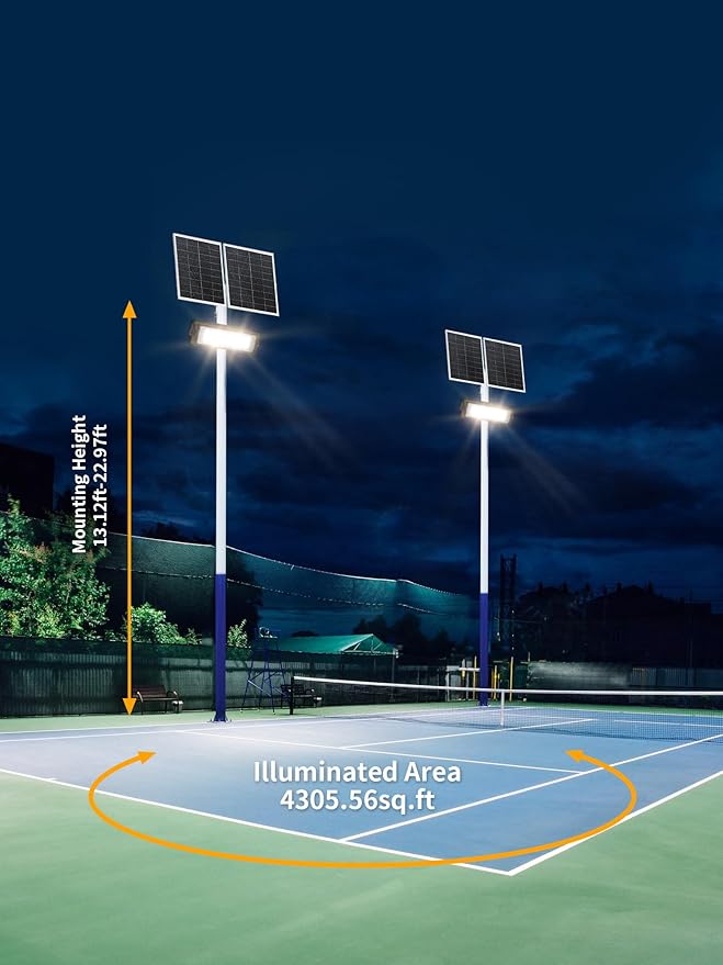 WERISE Solar Flood Lights Outdoor Waterproof IP66, 3600 Lumen 6500K LED - Image 6