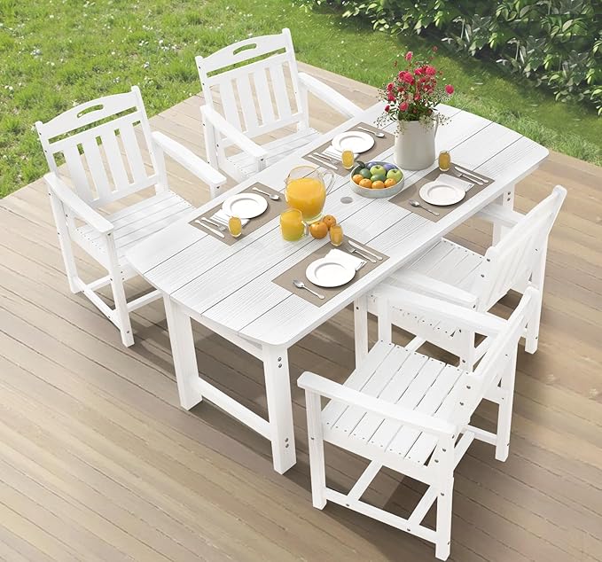 Ciokea HDPE Outdoor Dining Set, 5-Piece Patio Table and Chairs Set by CIOKEA