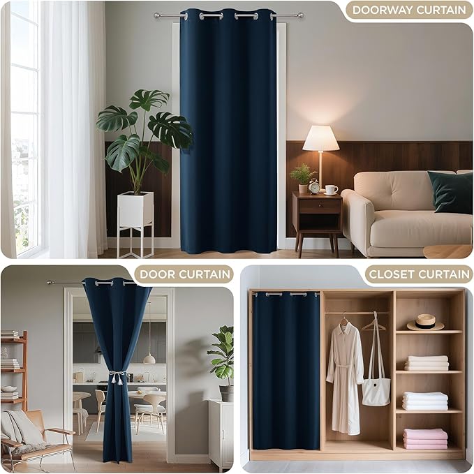 Joydeco Blackout Door Curtain for Doorway Privacy 80 Inches Long, Grommet - Image 4