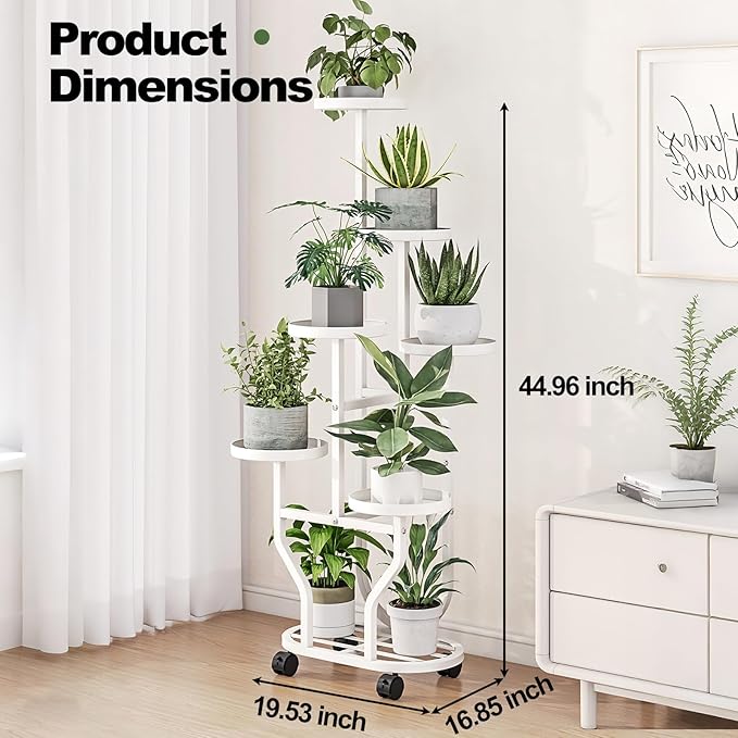 Plant Stand with Wheels 6 Tier Metal Flower Shelf - Image 2