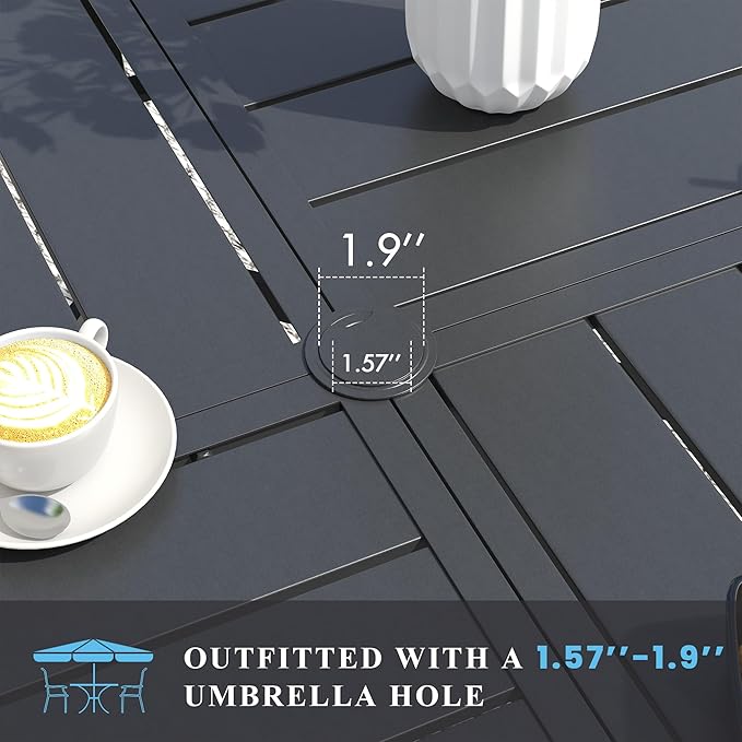 VICLLAX Patio Table and Chair Set of 4, All Weather Metal Round Outdoor Dining - Image 5