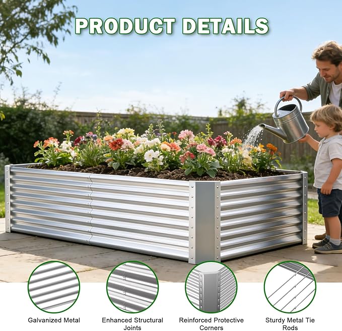 Galvanized Raised Garden Bed Kit Outdoor Patio, Deep Root Box Planter - Image 2