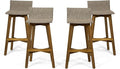 Christopher Knight Home La Brea Outdoor Acacia Wood and Wicker Barstools by ChristopherKnightHome