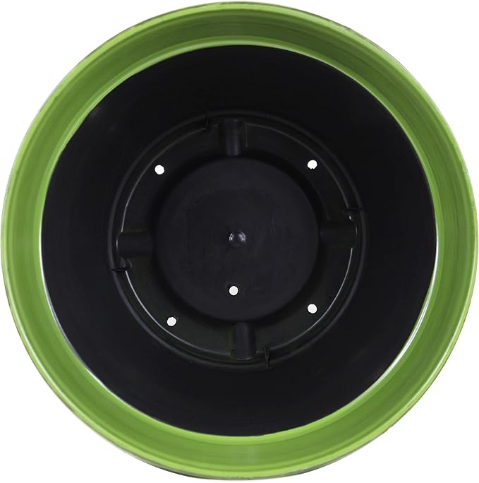 Garden Elements Indoor/Outdoor Glazed Brushed Happy Plastic Planter, Dark Green - Image 3